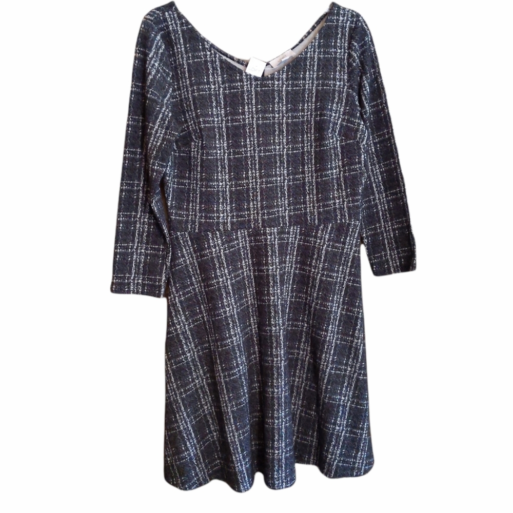 Loft gray plaid A- line dress